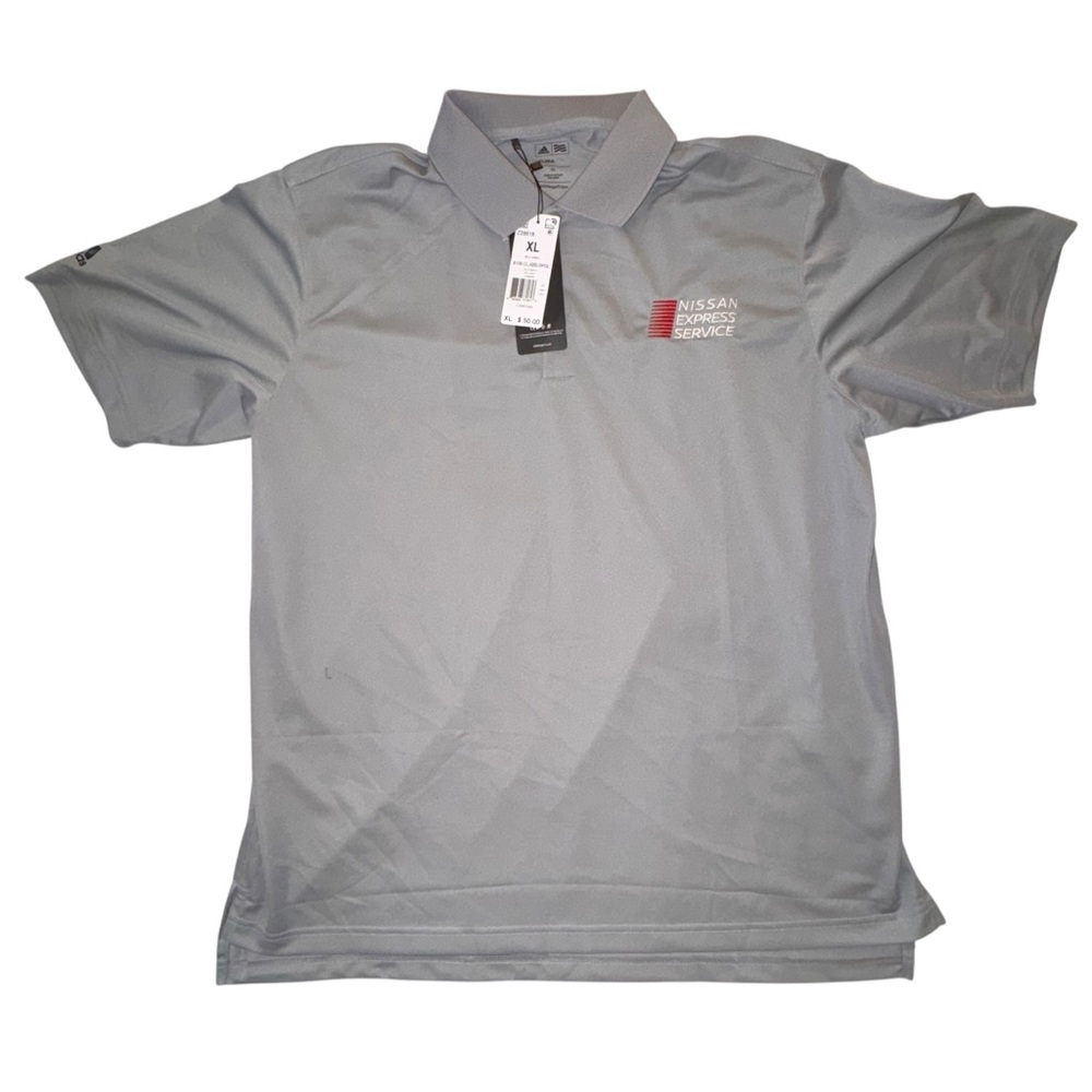 Adidas Golf CLIMALITE Gray Men's Polo Shirt Nissan Express Service - Picture 2 of 5
